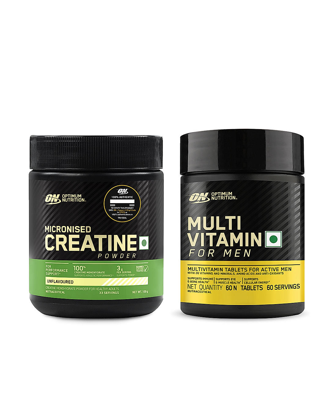 Micronized Creatine Powder | Unflavoured | 100 g + Multivitamin for MEN- 60 Tablets