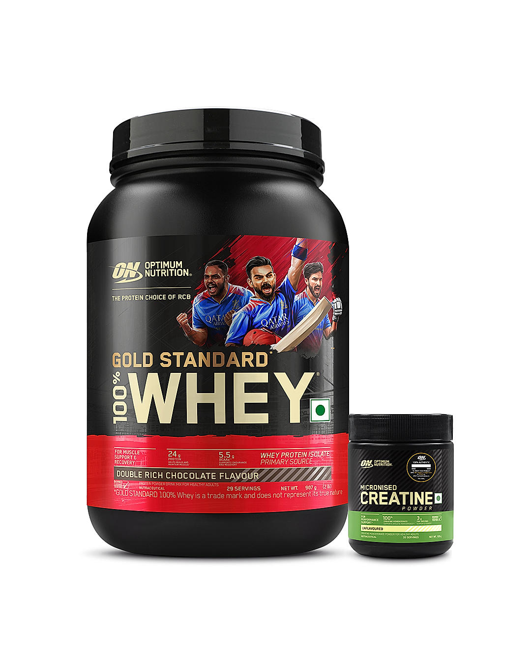 Gold Standard 100% Whey Protein Powder | Double Rich Chocolate | 2 lbs and Micronized Creatine Powder | Unflavoured|100 g