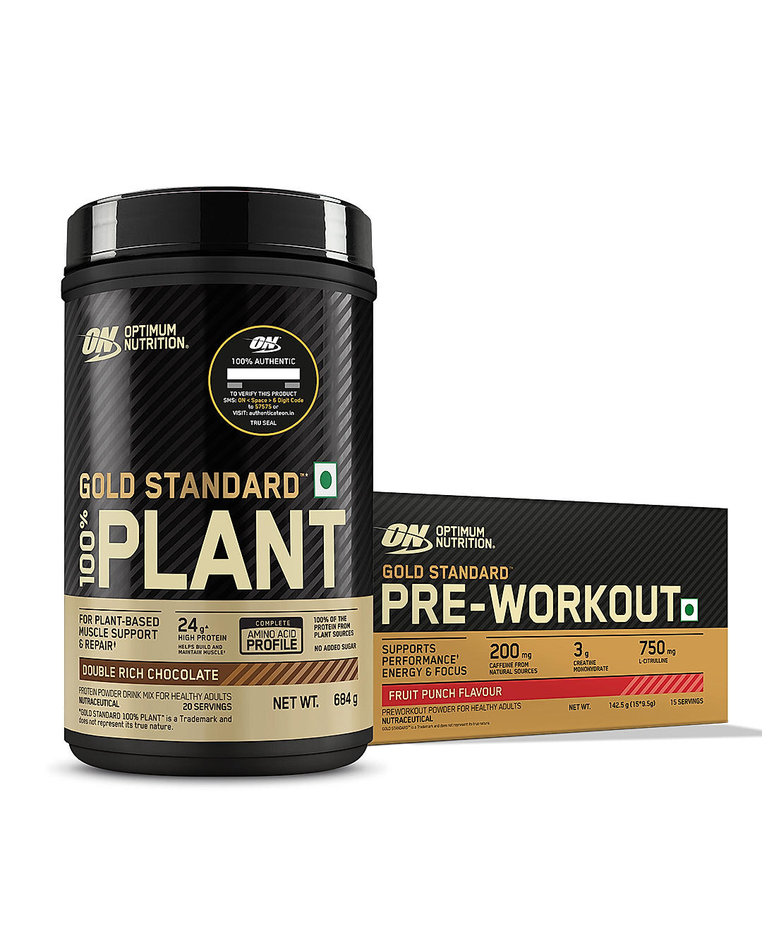 ON GSW Plant Protein - Chocolate + ON Pre Workout- Fruit Punch