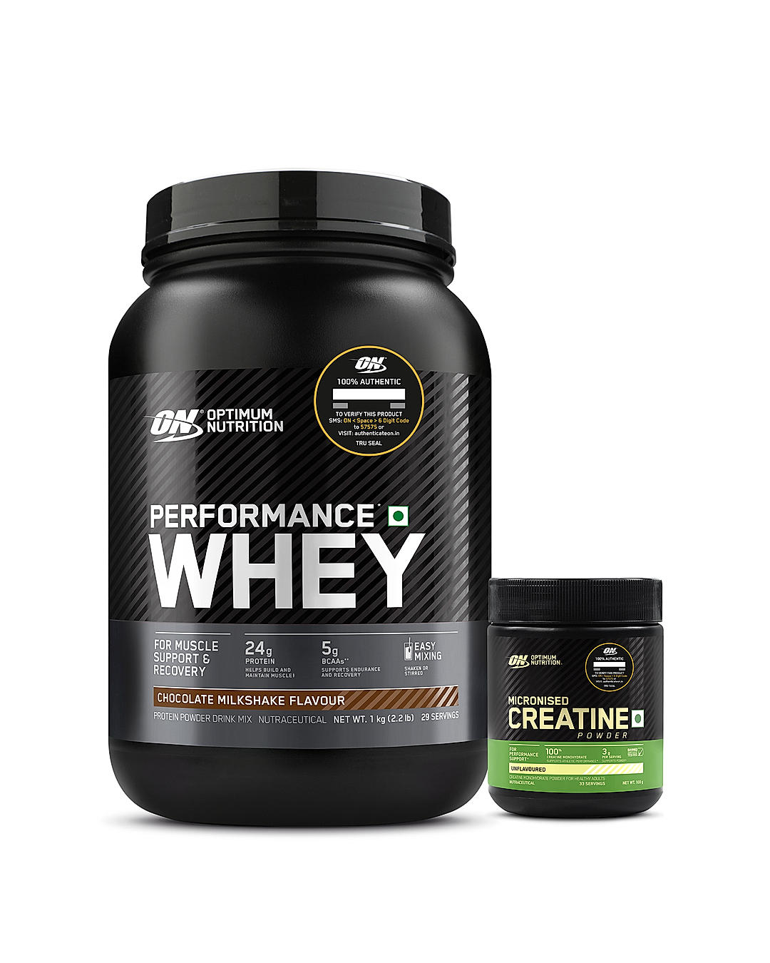 Performance Whey Protein | 1 kg (2.2 lbs) | Chocolate + Micronized Creatine Powder | Unflavoured | 100 g