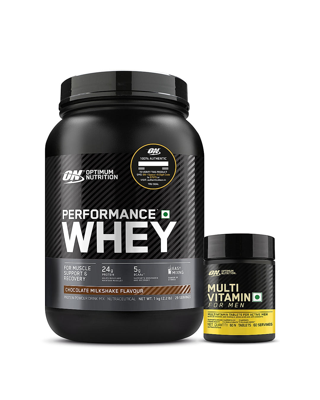 Performance Whey Protein | 1 kg (2.2 lbs) | Chocolate + Multivitamin for MEN- 60 Tablets