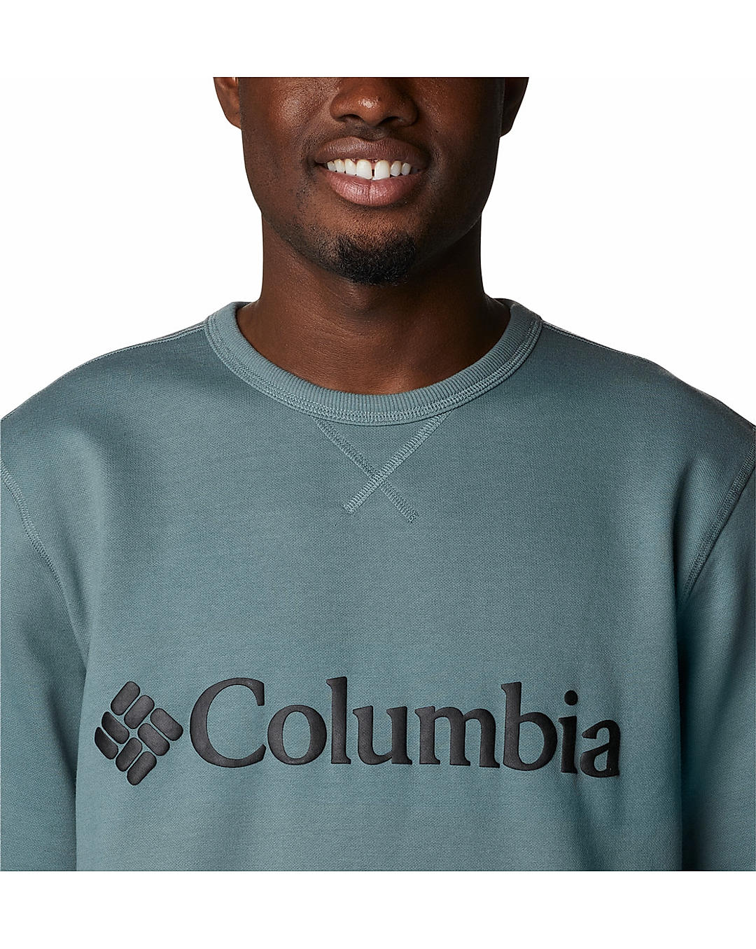 Columbia Mens Green UPF 50 M Columbia Logo Fleece Crew Pullover