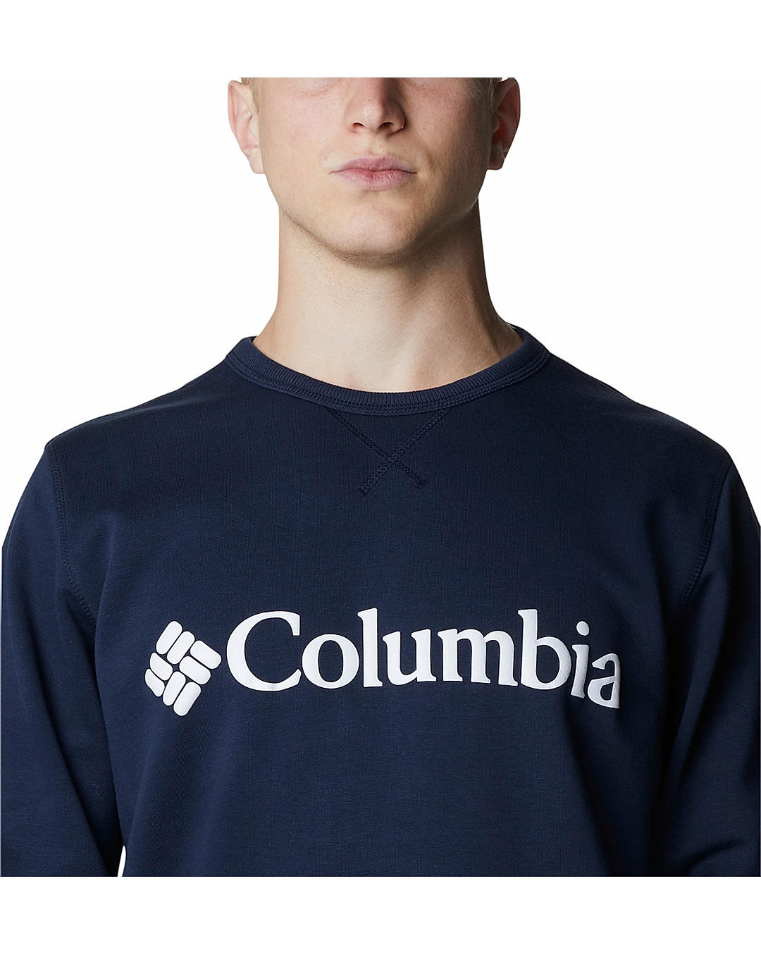 Columbia Mens Navy UPF 50 M Columbia Logo Fleece Crew Pullover