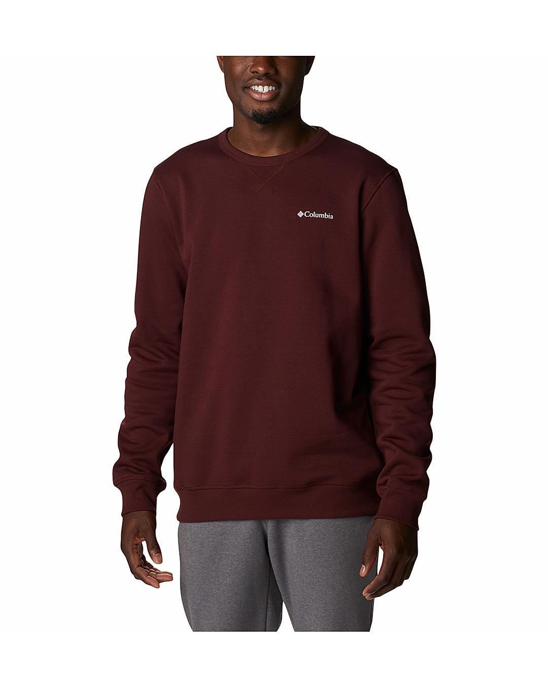 Columbia Mens Purple UPF 50 M Columbia Logo Fleece Crew Pullover