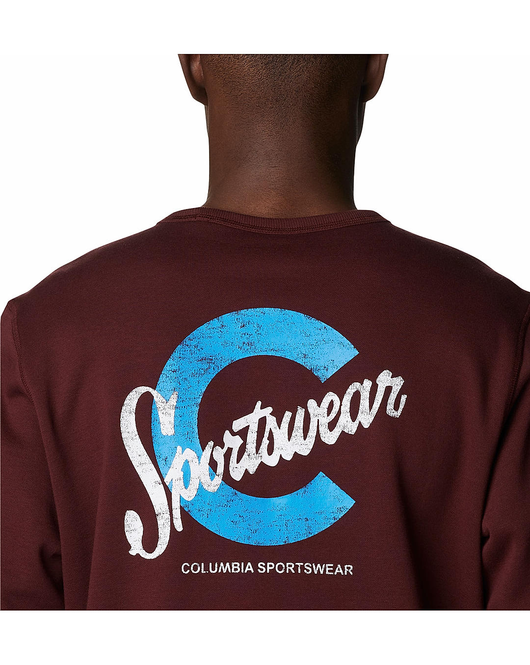 Columbia Mens Purple UPF 50 M Columbia Logo Fleece Crew Pullover