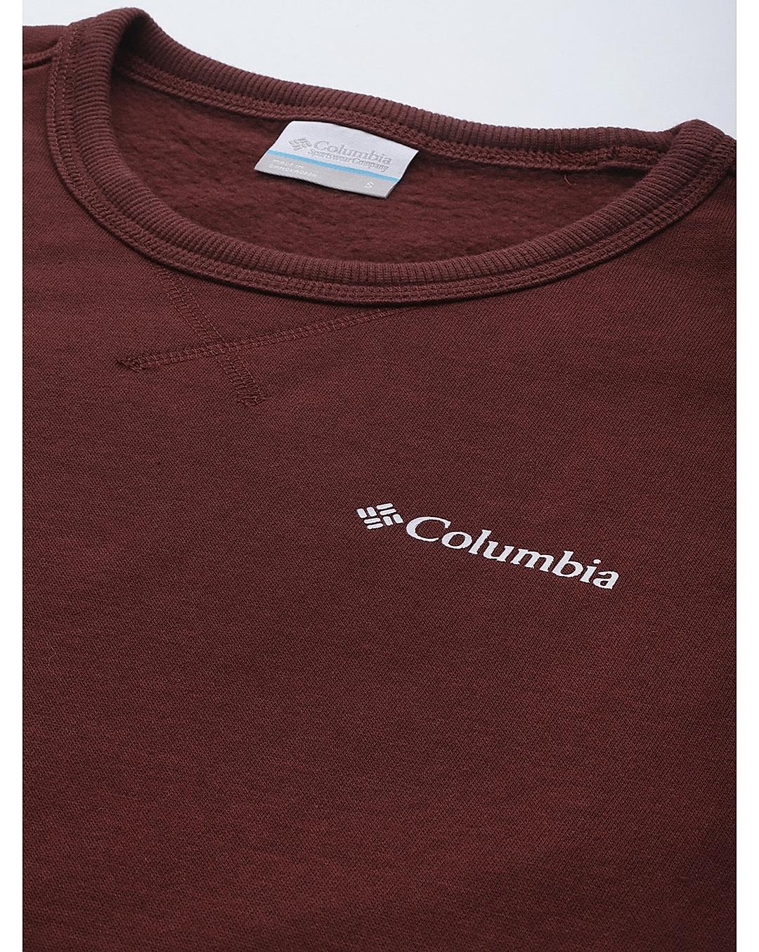 Columbia Mens Purple UPF 50 M Columbia Logo Fleece Crew Pullover