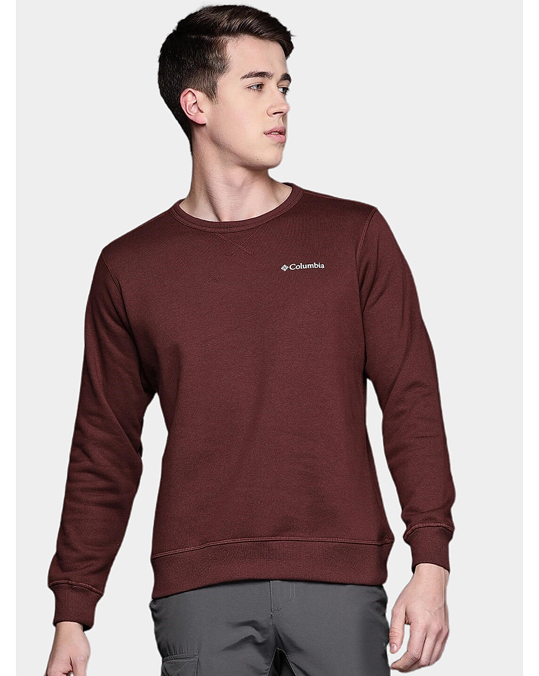 Columbia Mens Purple UPF 50 M Columbia Logo Fleece Crew Pullover