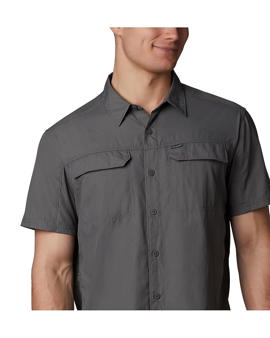 Columbia Mens Grey Omni-Wick Silver Ridge 2.0  Short Sleeve Shirt