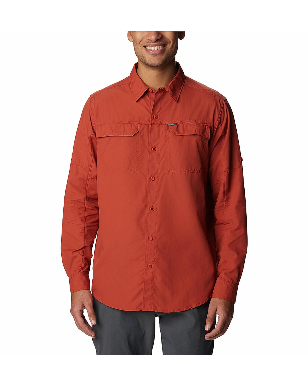 Columbia Mens Orange Omni-Wick Silver Ridge2.0  Long Sleeve Shirt