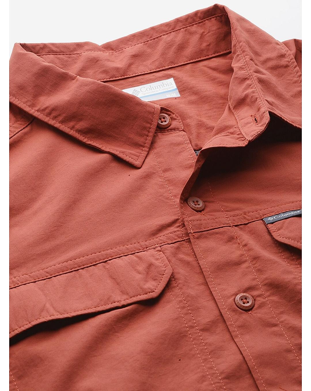 Columbia Mens Orange Omni-Wick Silver Ridge2.0  Long Sleeve Shirt