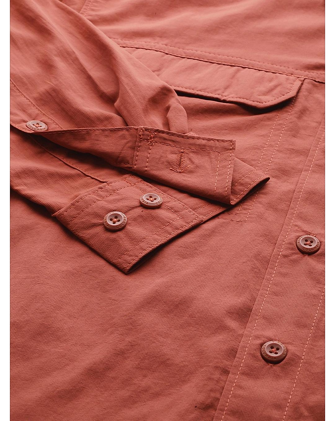 Columbia Mens Orange Omni-Wick Silver Ridge2.0  Long Sleeve Shirt