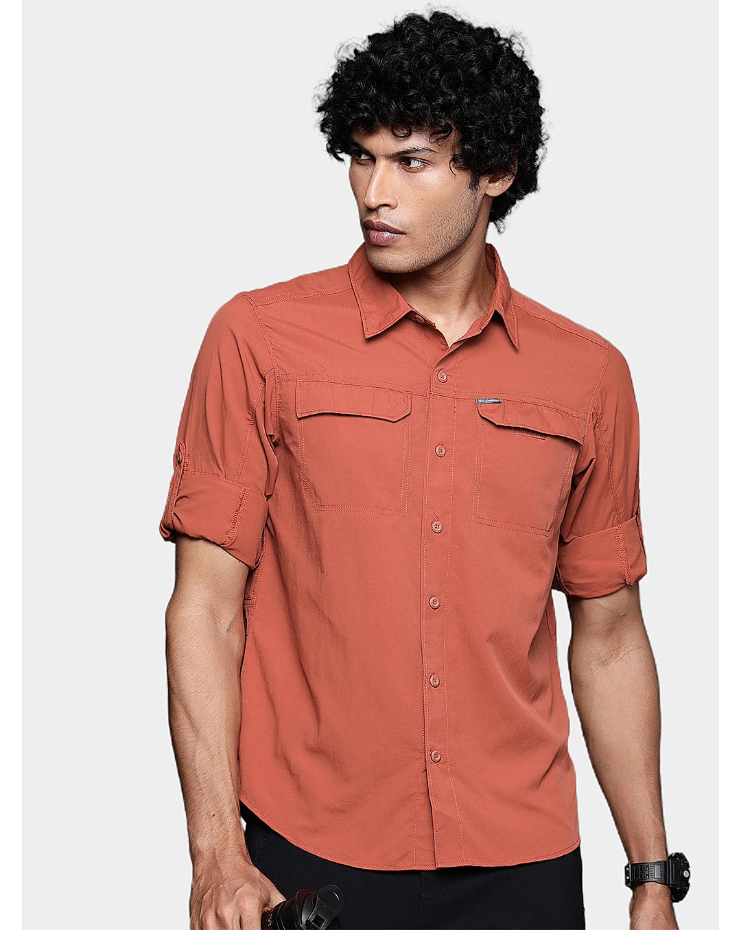 Columbia Mens Orange Omni-Wick Silver Ridge2.0  Long Sleeve Shirt