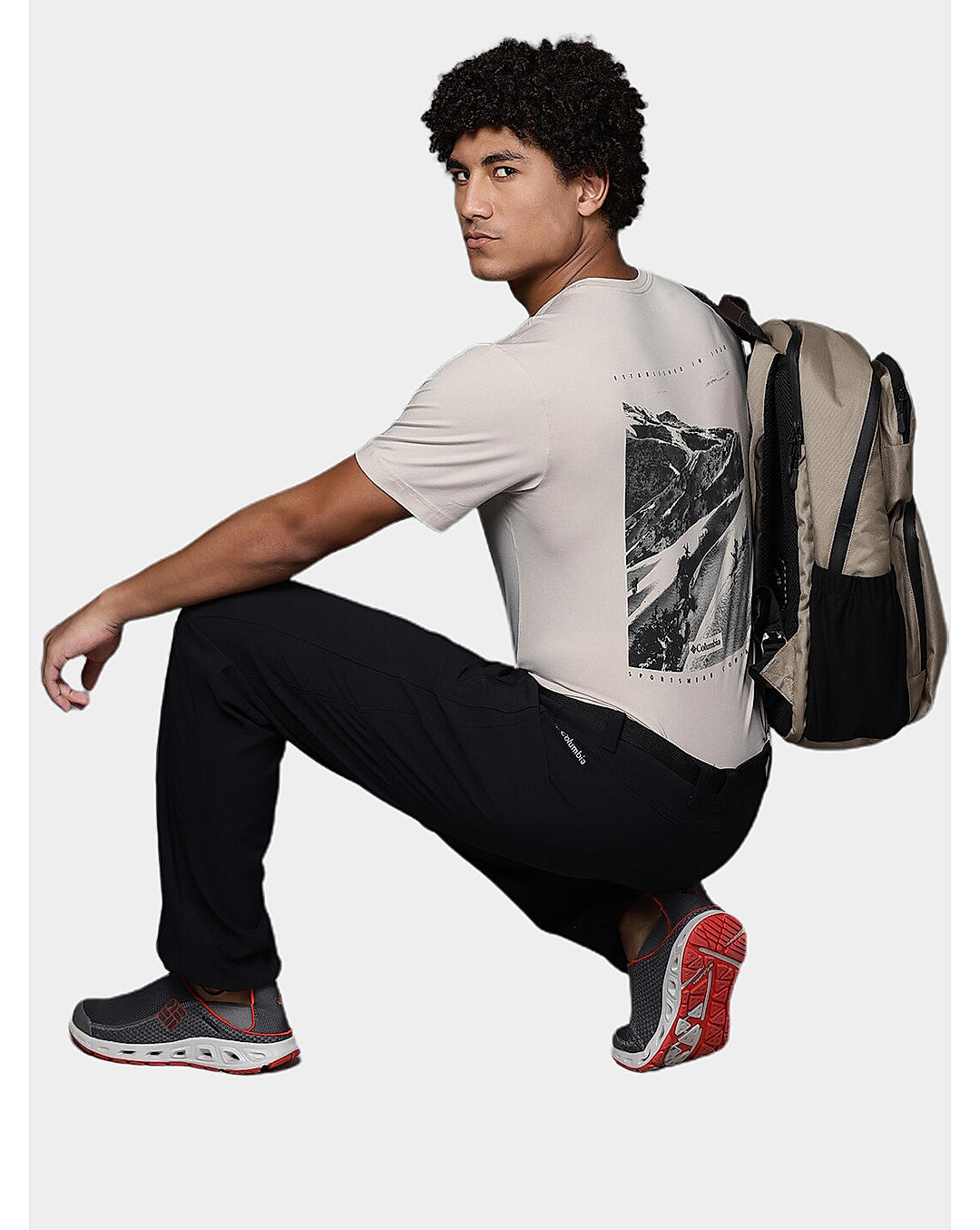 Columbia Mens Beige Omni-Wick Tech Trail Graphic Tshirt