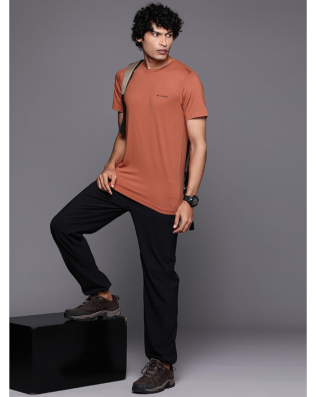 Columbia Mens Orange Omni-Wick Tech Trail Graphic Tshirt