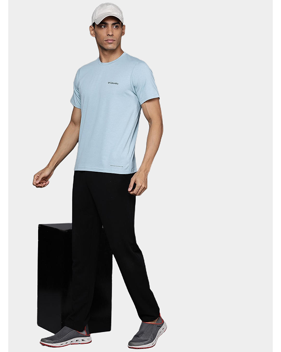 Columbia Mens Blue Omni-Wick Mens Sun Trek Short Sleeve Tshirt