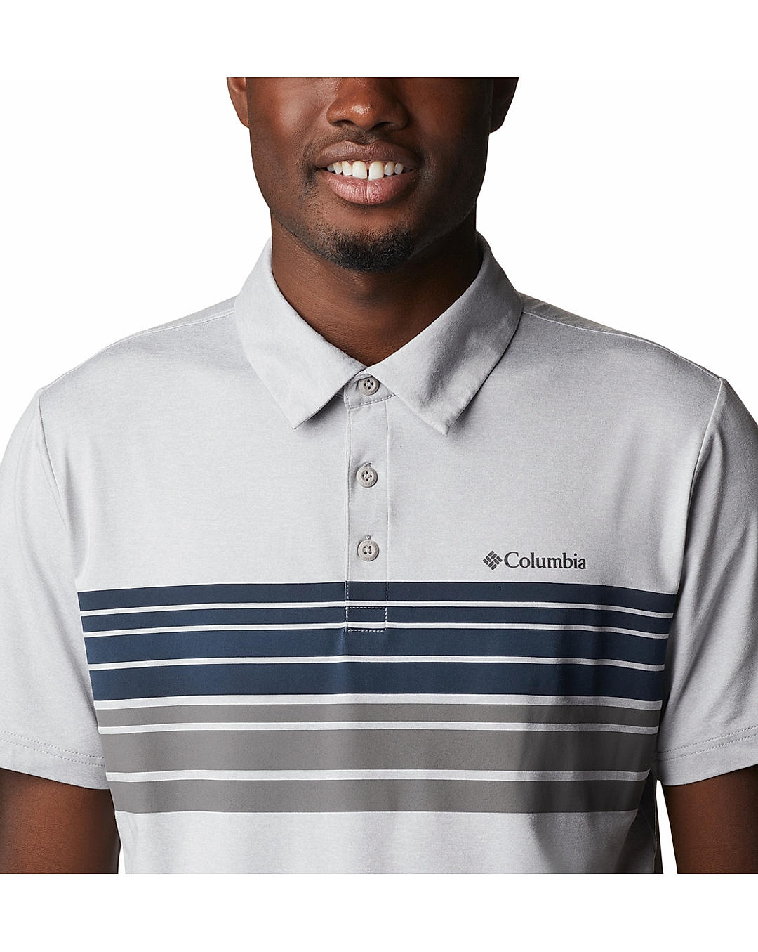 Columbia Mens Grey Omni-Wick Tech Trail Novelty Polo Tshirt