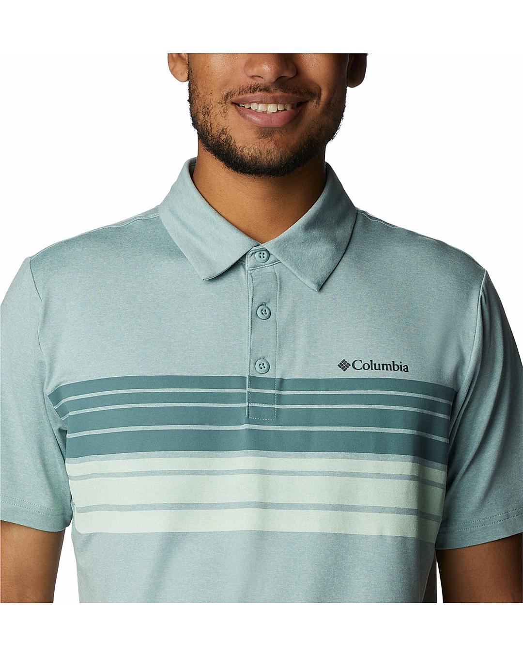 Columbia Mens Green Omni-Wick Tech Trail Novelty Polo Tshirt