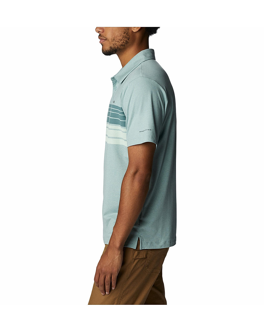 Columbia Mens Green Omni-Wick Tech Trail Novelty Polo Tshirt