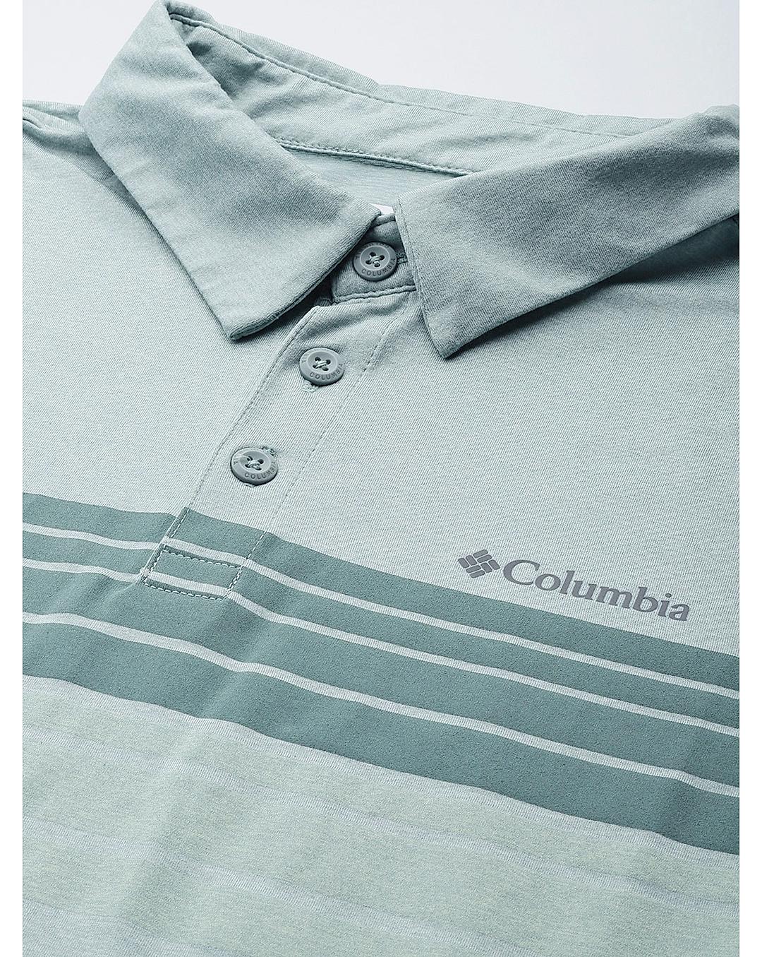 Columbia Mens Green Omni-Wick Tech Trail Novelty Polo Tshirt