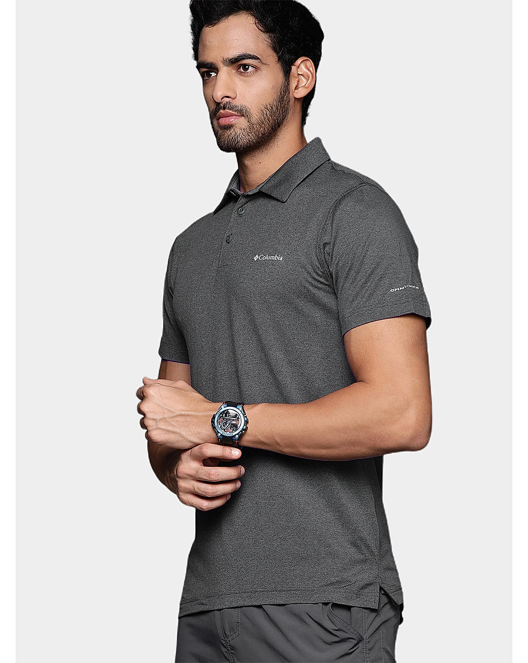 Columbia Mens Black Omni-Wick Tech Trail Polo Tshirt