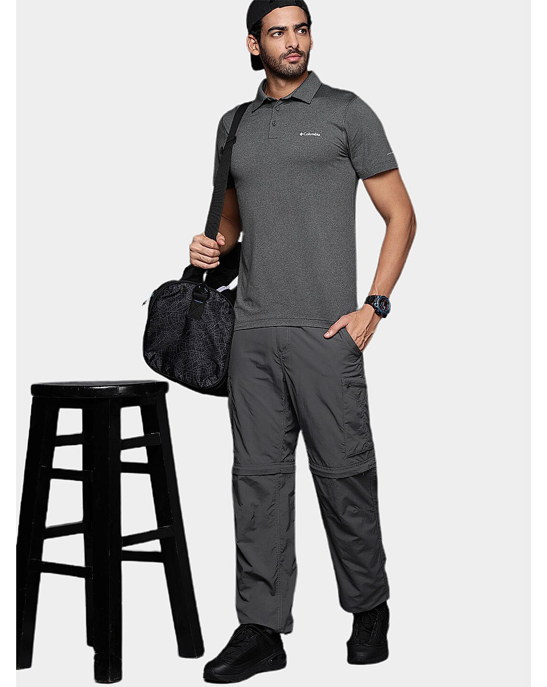 Columbia Mens Black Omni-Wick Tech Trail Polo Tshirt