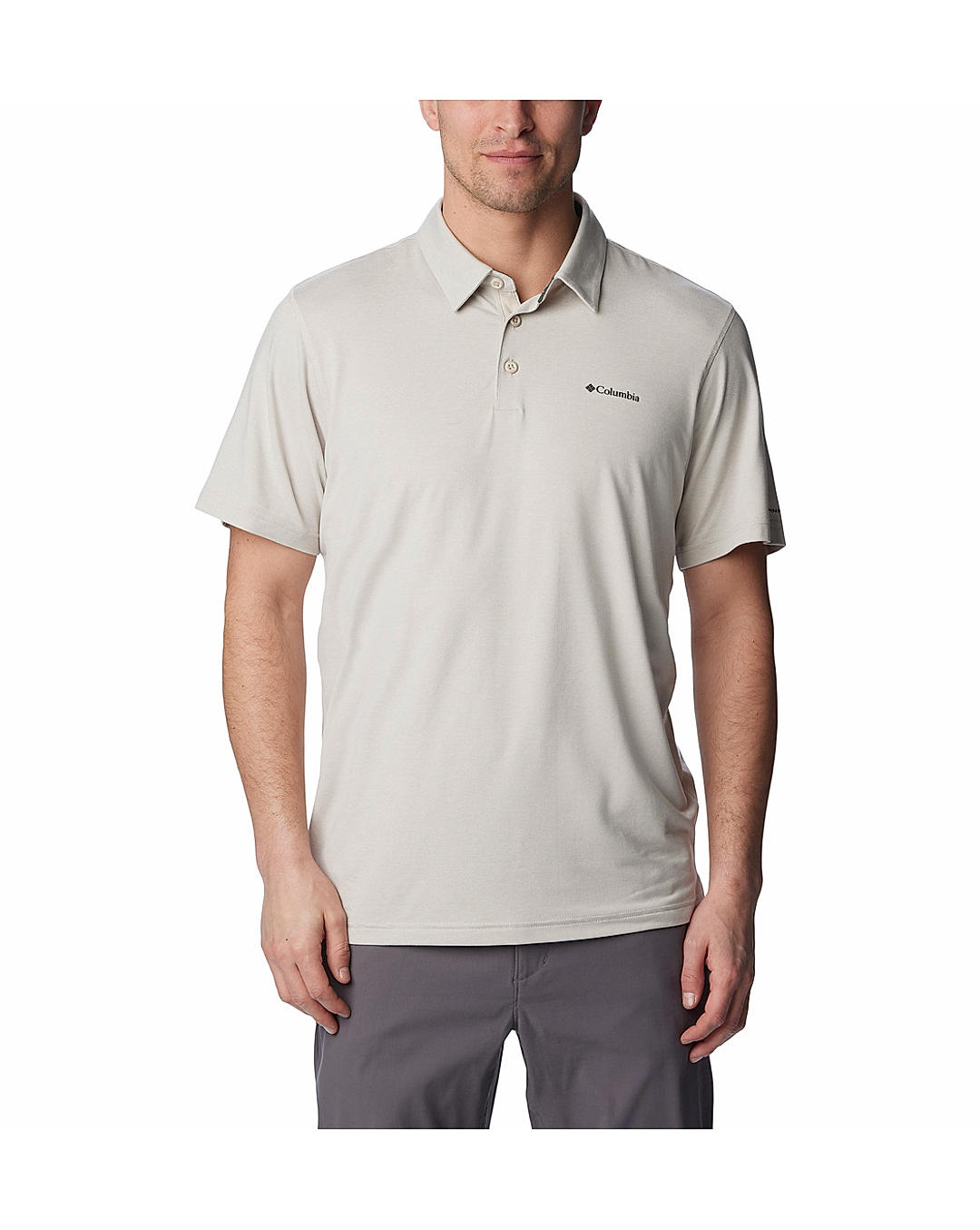 Columbia Mens Beige Omni-Wick Tech Trail Polo Tshirt