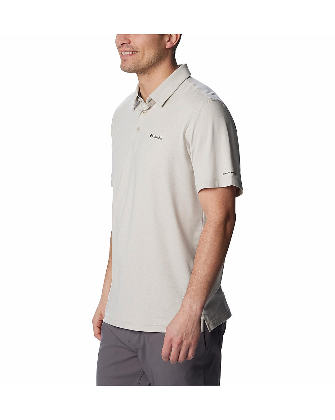 Columbia Mens Beige Omni-Wick Tech Trail Polo Tshirt