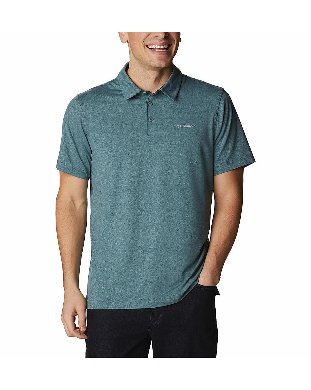 Columbia Mens Green Omni-Wick Tech Trail Polo Tshirt