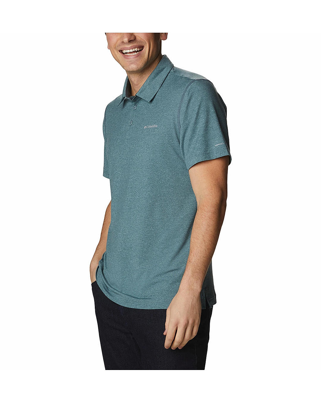 Columbia Mens Green Omni-Wick Tech Trail Polo Tshirt