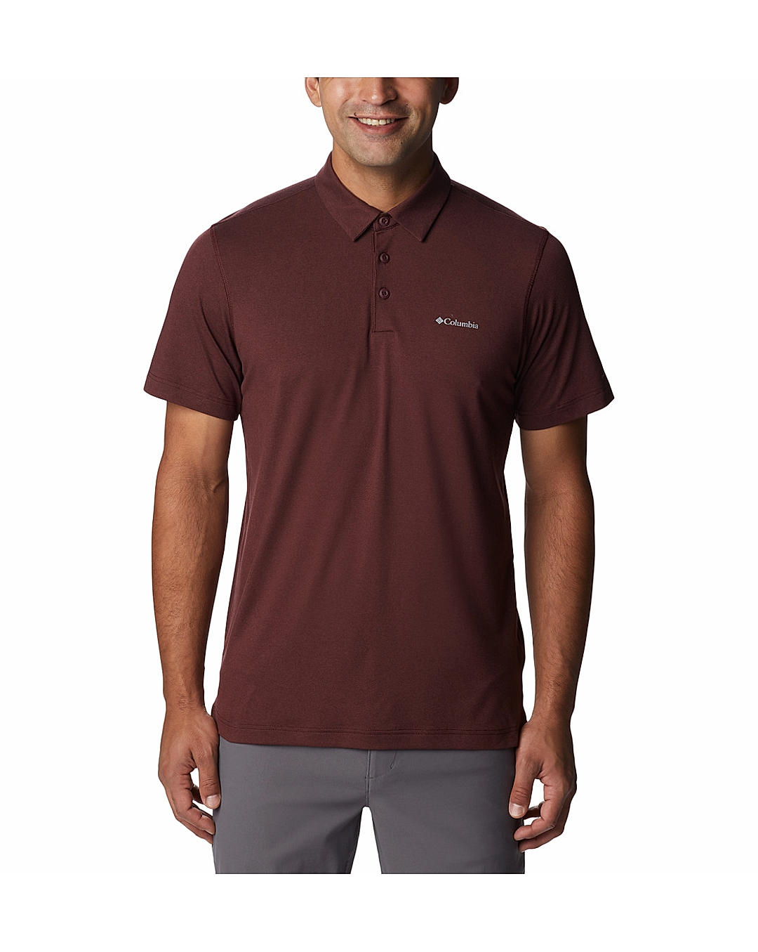 Columbia Mens Brown Omni-Wick Tech Trail Polo Tshirt