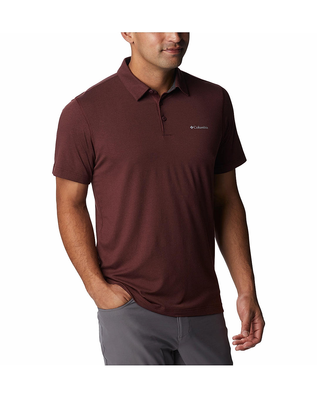 Columbia Mens Brown Omni-Wick Tech Trail Polo Tshirt