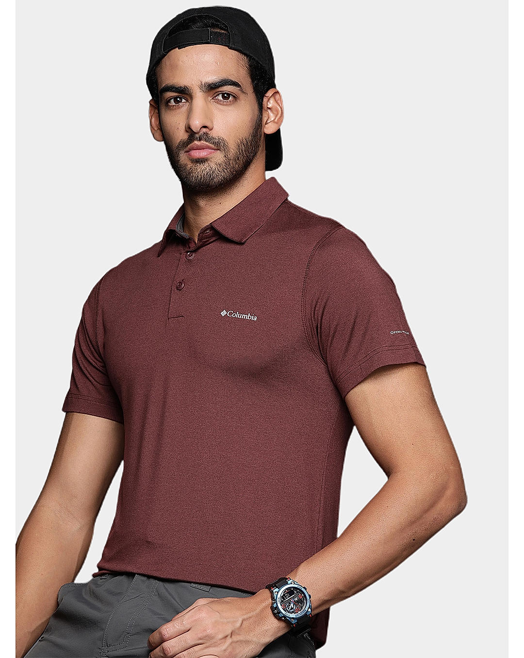 Columbia Mens Brown Omni-Wick Tech Trail Polo Tshirt