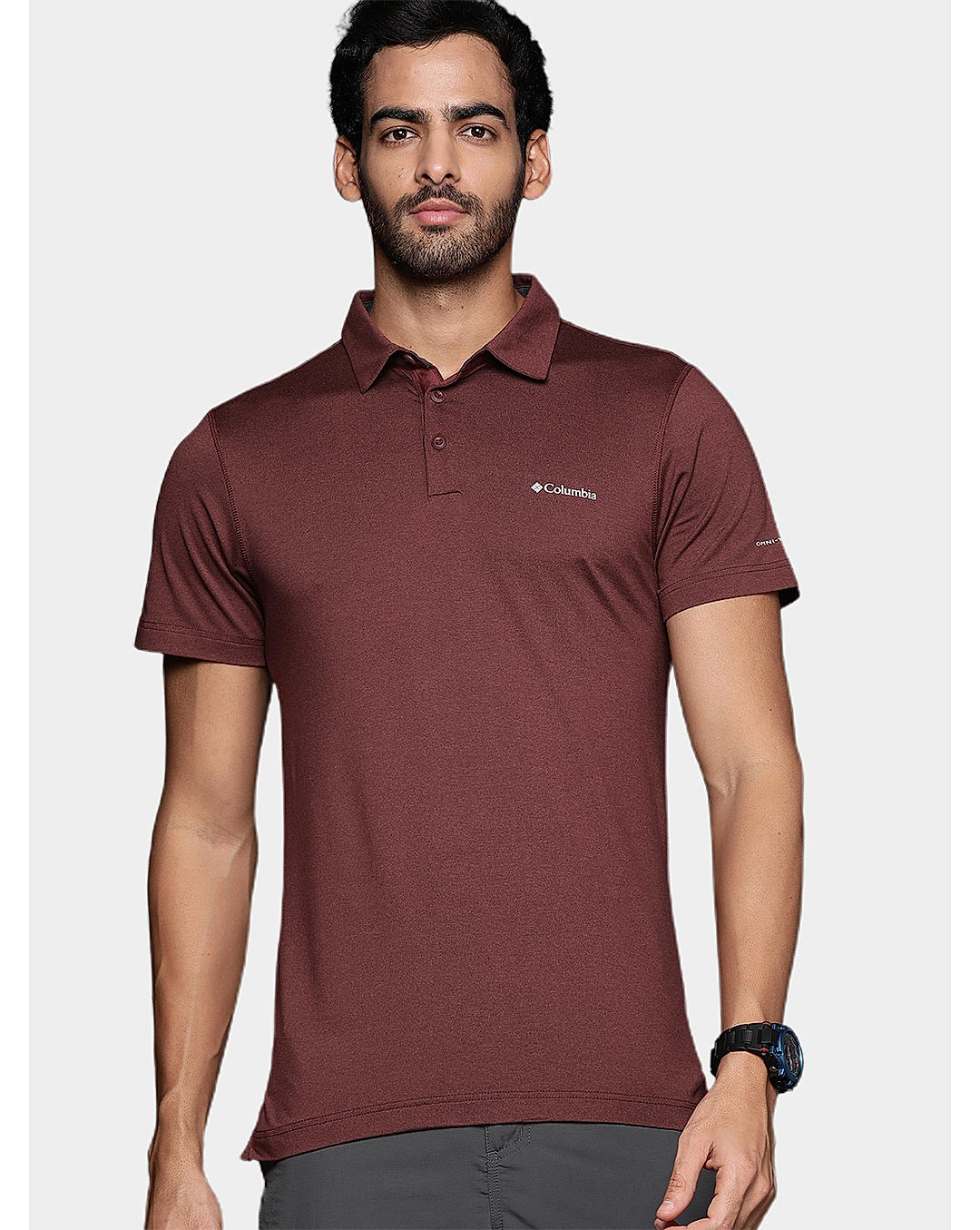 Columbia Mens Brown Omni-Wick Tech Trail Polo Tshirt