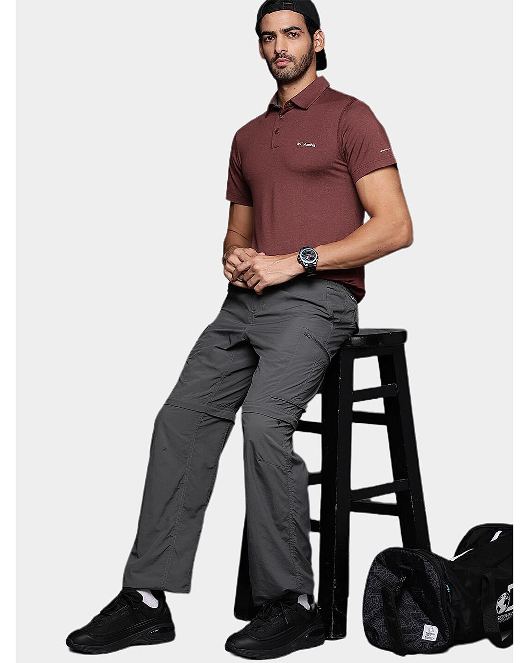 Columbia Mens Brown Omni-Wick Tech Trail Polo Tshirt