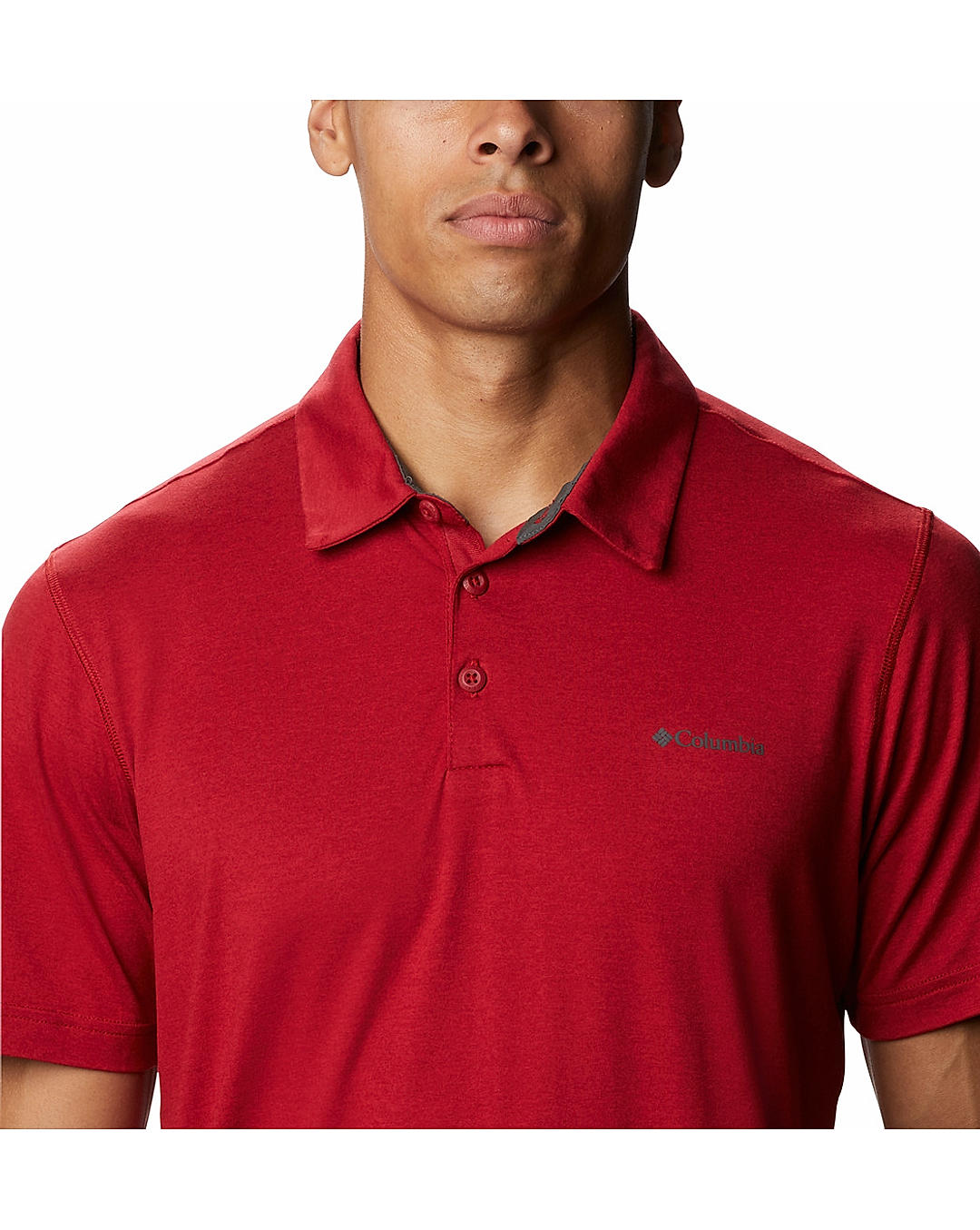 Columbia Mens Red Omni-Wick Tech Trail Polo Tshirt
