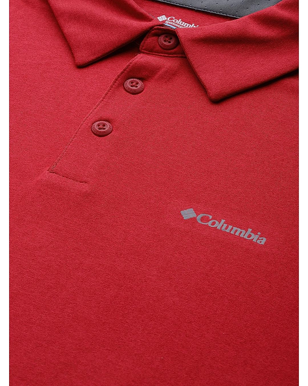 Columbia Mens Red Omni-Wick Tech Trail Polo Tshirt