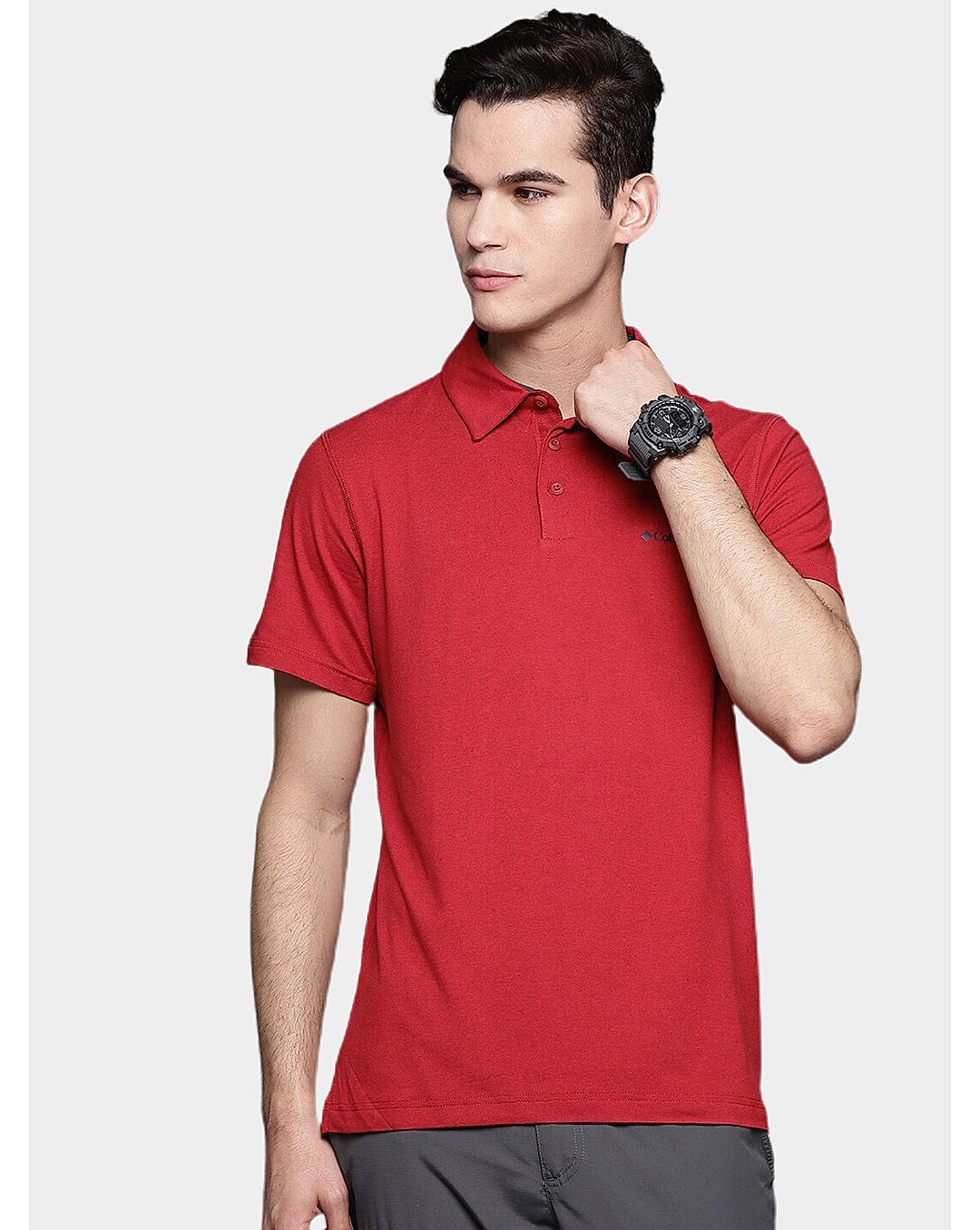 Columbia Mens Red Omni-Wick Tech Trail Polo Tshirt