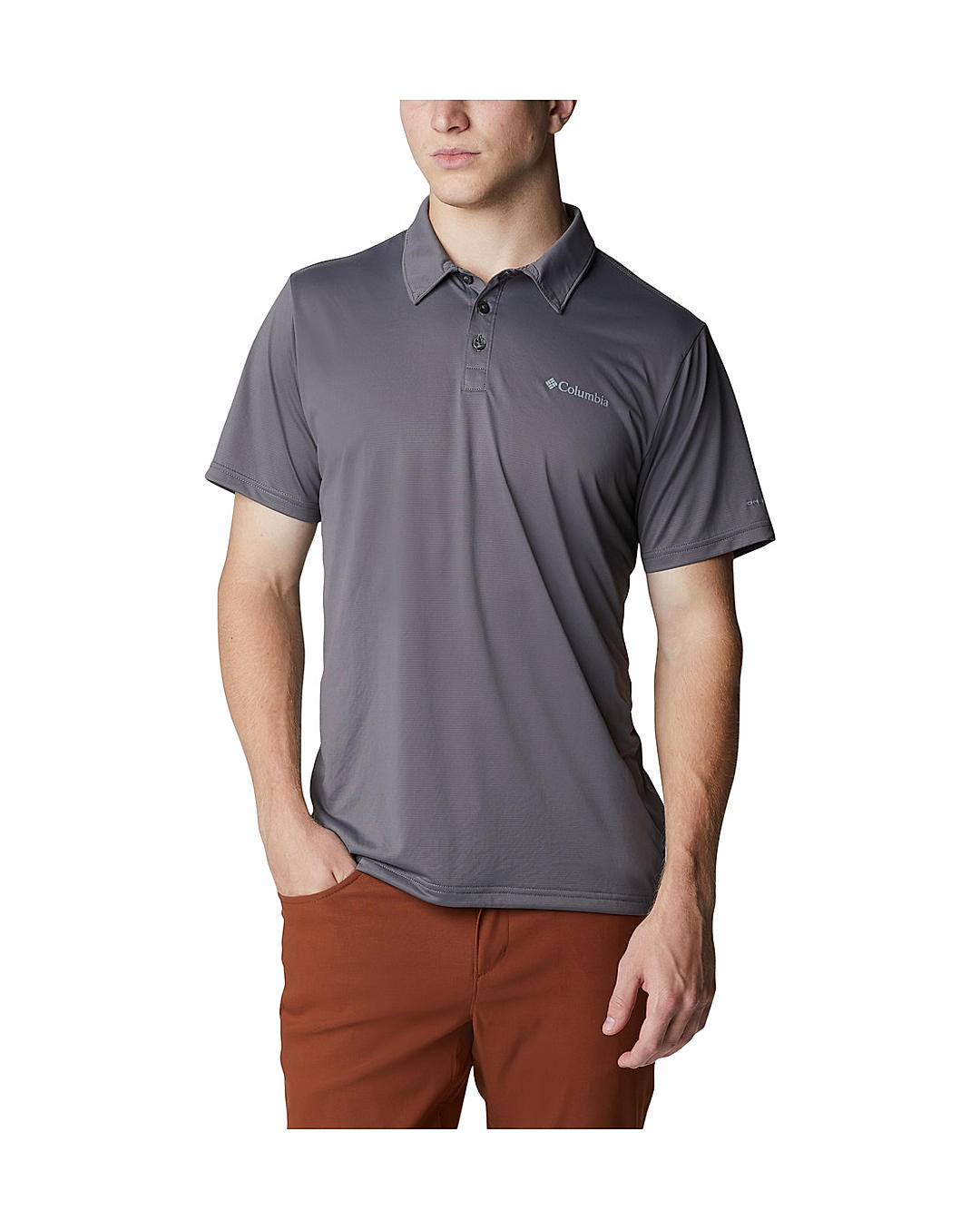 Columbia Mens Grey Omni-Wick Columbia Hike Polo Tshirt