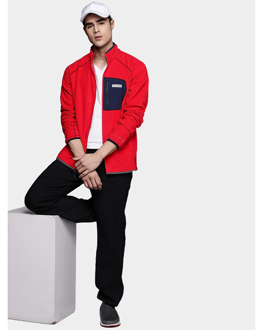Columbia Mens Red Omni-Heat Helix M Outdoor Tracks Full Zip Fleece Jacket