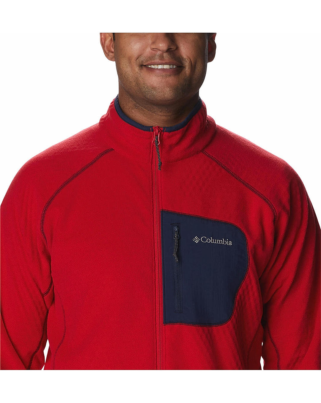 Columbia Mens Red Omni-Heat Helix M Outdoor Tracks Full Zip Fleece Jacket