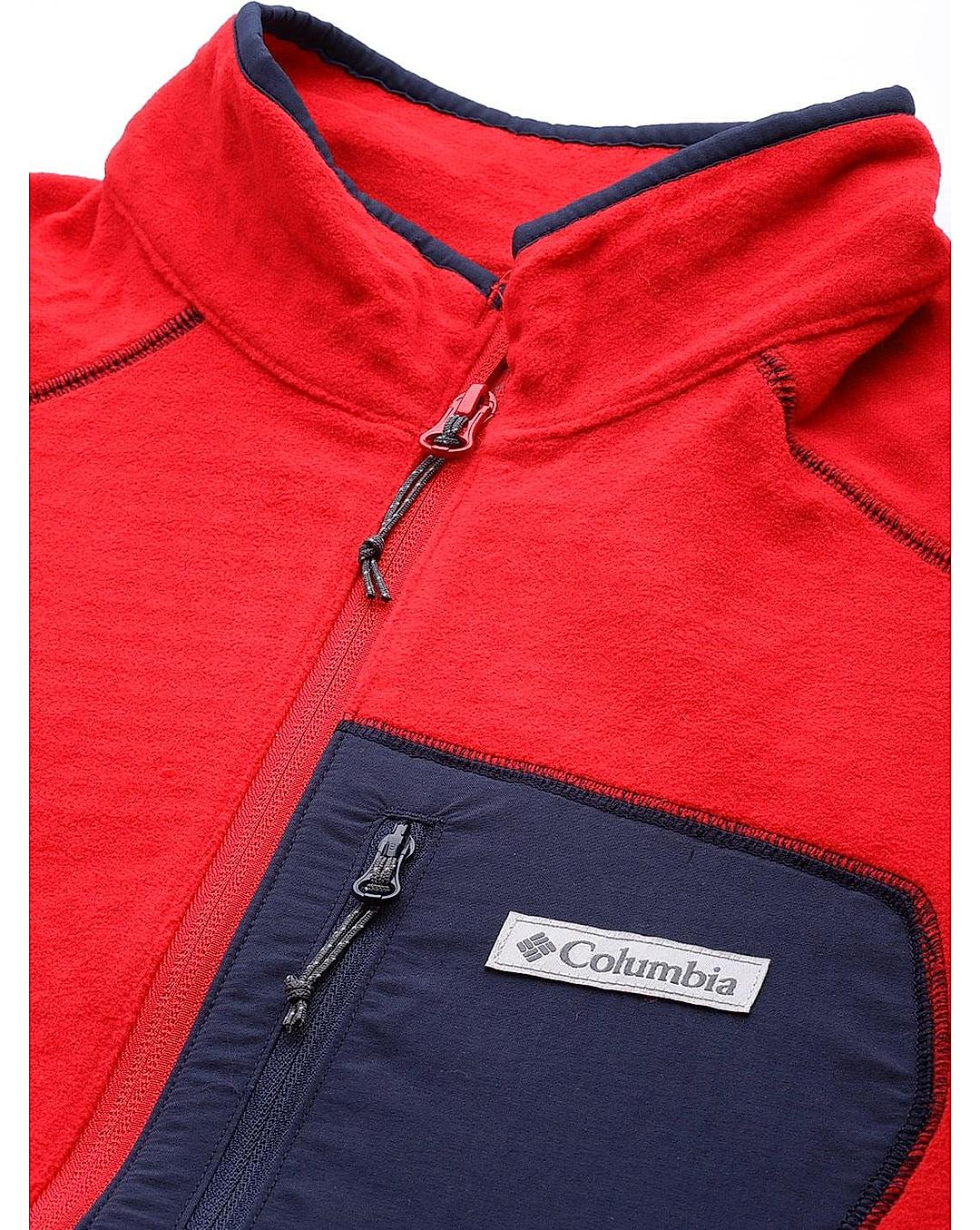 Columbia Mens Red Omni-Heat Helix M Outdoor Tracks Full Zip Fleece Jacket