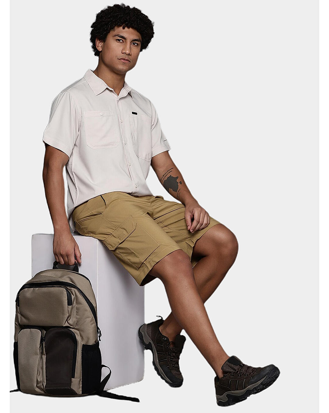 Columbia Mens Beige Omni-Shade Silver Ridge Utility Cargo Short