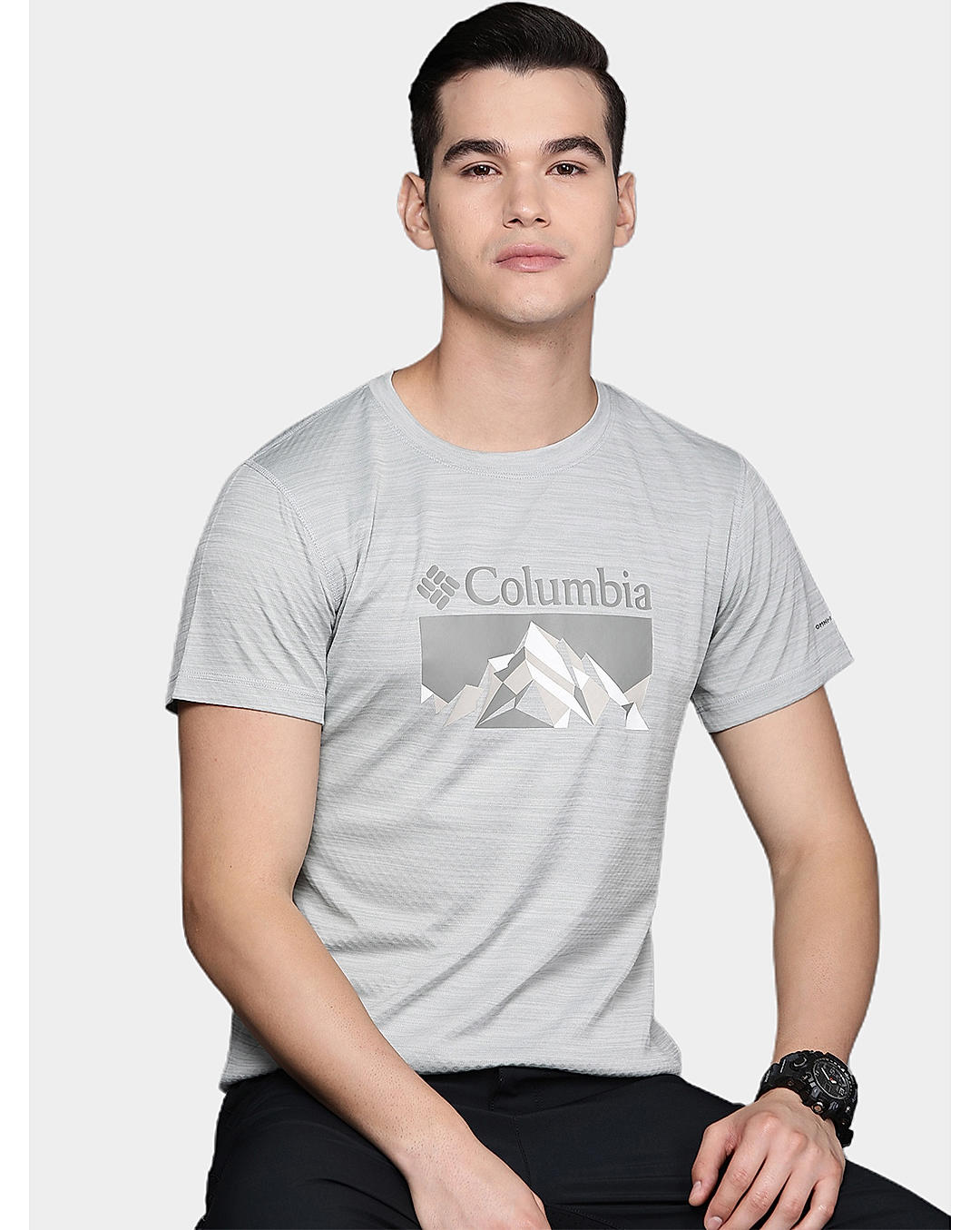 Columbia Mens Grey Omni-Freeze Zero Rules Short Sleeve Graphic Tshirt