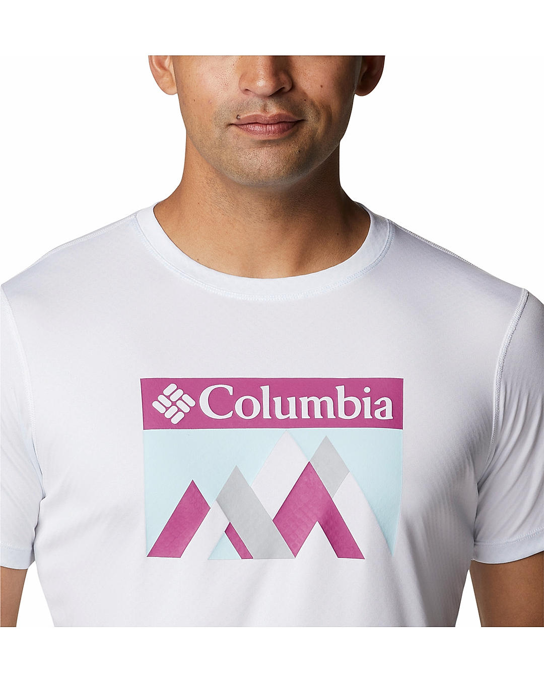 Columbia Mens White Omni-Freeze Zero Rules Short Sleeve Graphic Tshirt