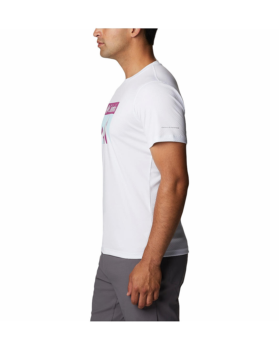 Columbia Mens White Omni-Freeze Zero Rules Short Sleeve Graphic Tshirt