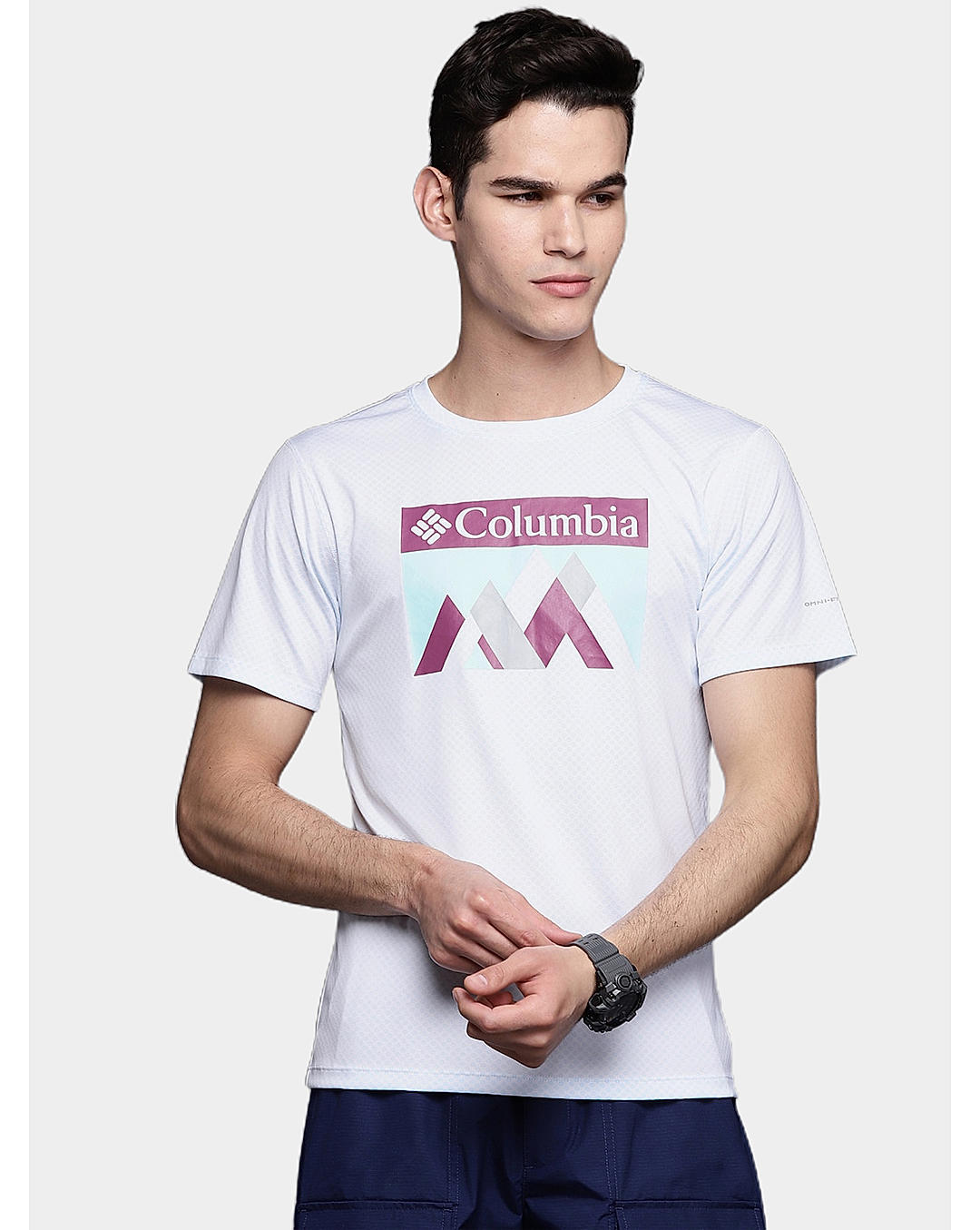 Columbia Mens White Omni-Freeze Zero Rules Short Sleeve Graphic Tshirt