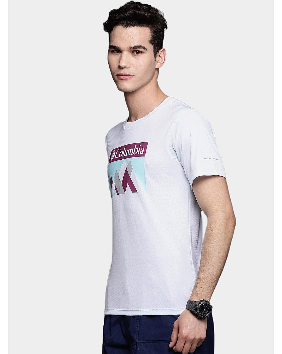 Columbia Mens White Omni-Freeze Zero Rules Short Sleeve Graphic Tshirt