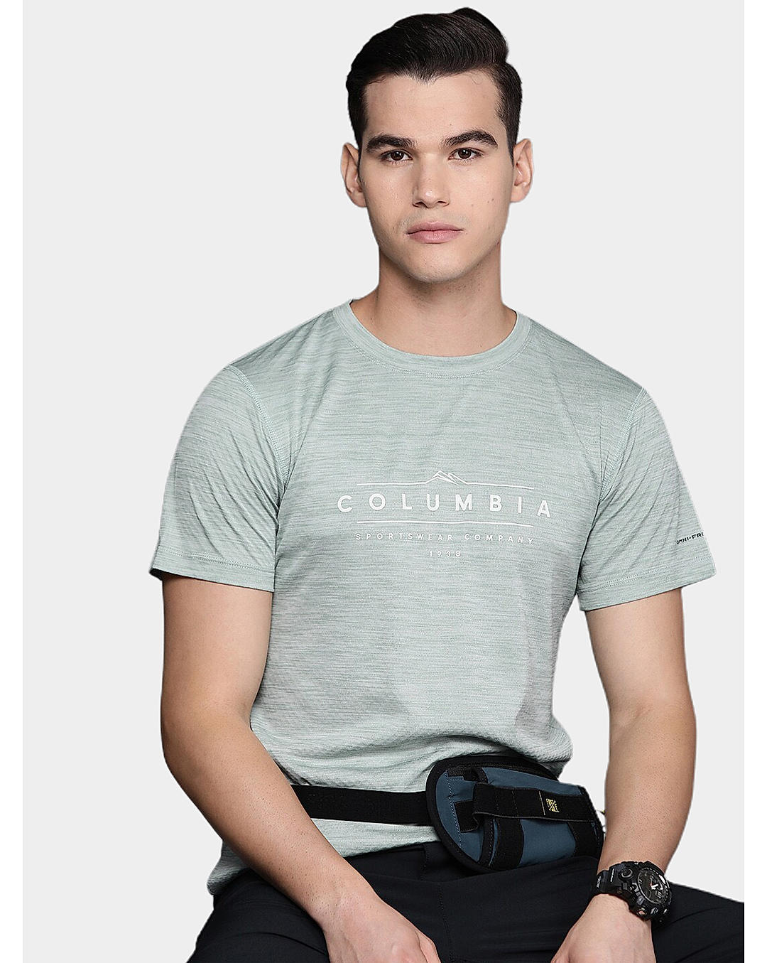 Columbia Mens Green Omni-Freeze Zero Rules Short Sleeve Graphic Tshirt