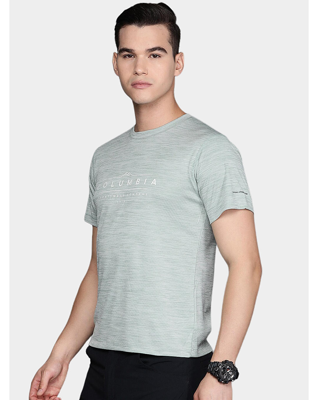 Columbia Mens Green Omni-Freeze Zero Rules Short Sleeve Graphic Tshirt