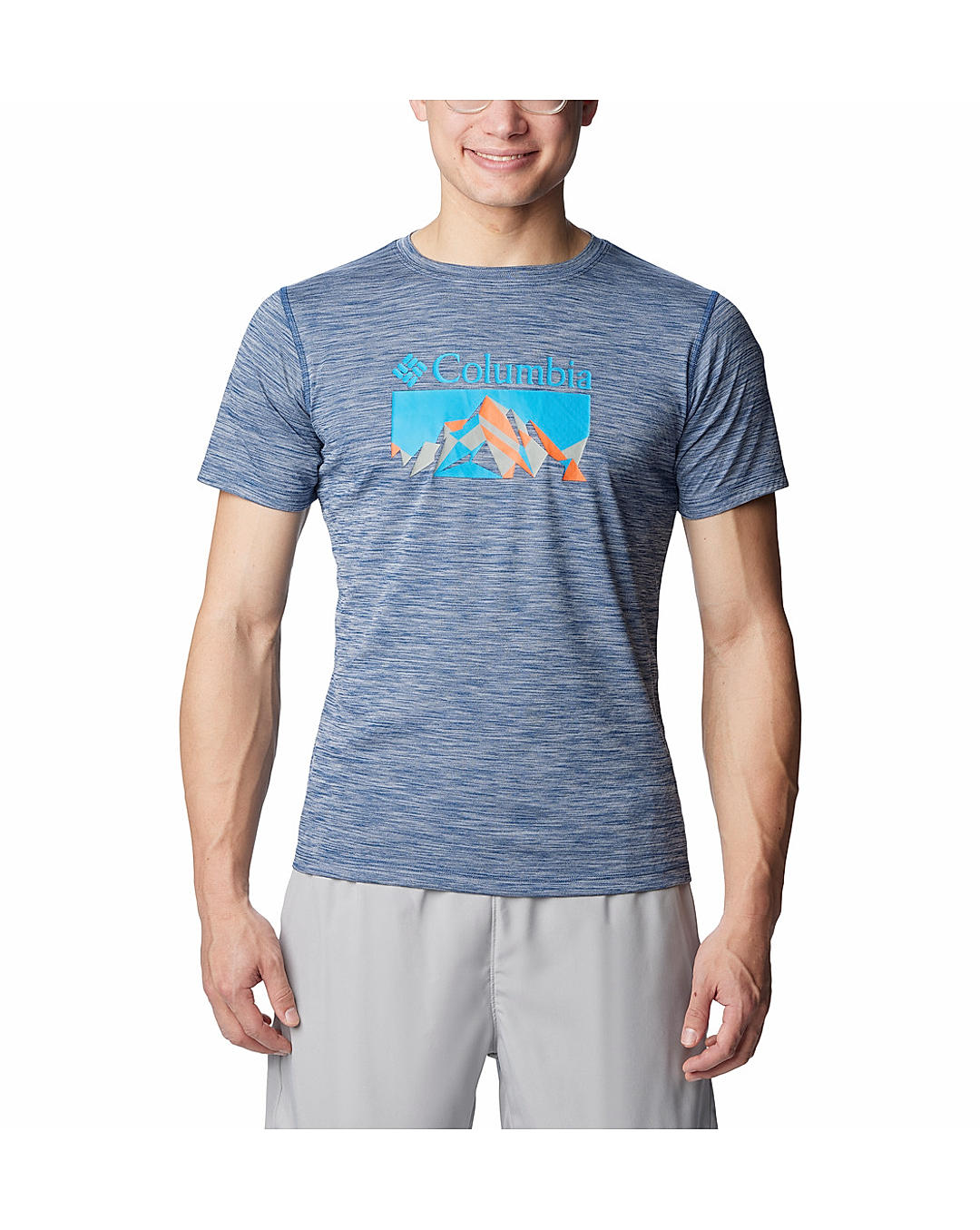 Columbia Mens Blue Omni-Freeze Zero Rules Short Sleeve Graphic Tshirt